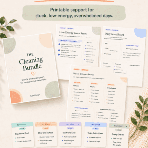 ADHD cleaning planner bundle with room resets, low-energy checklists and printable task cards