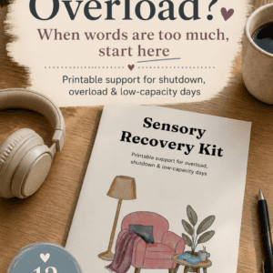 Sensory recovery kit printable for autistic, AuDHD and ADHD adults after overload or shutdown